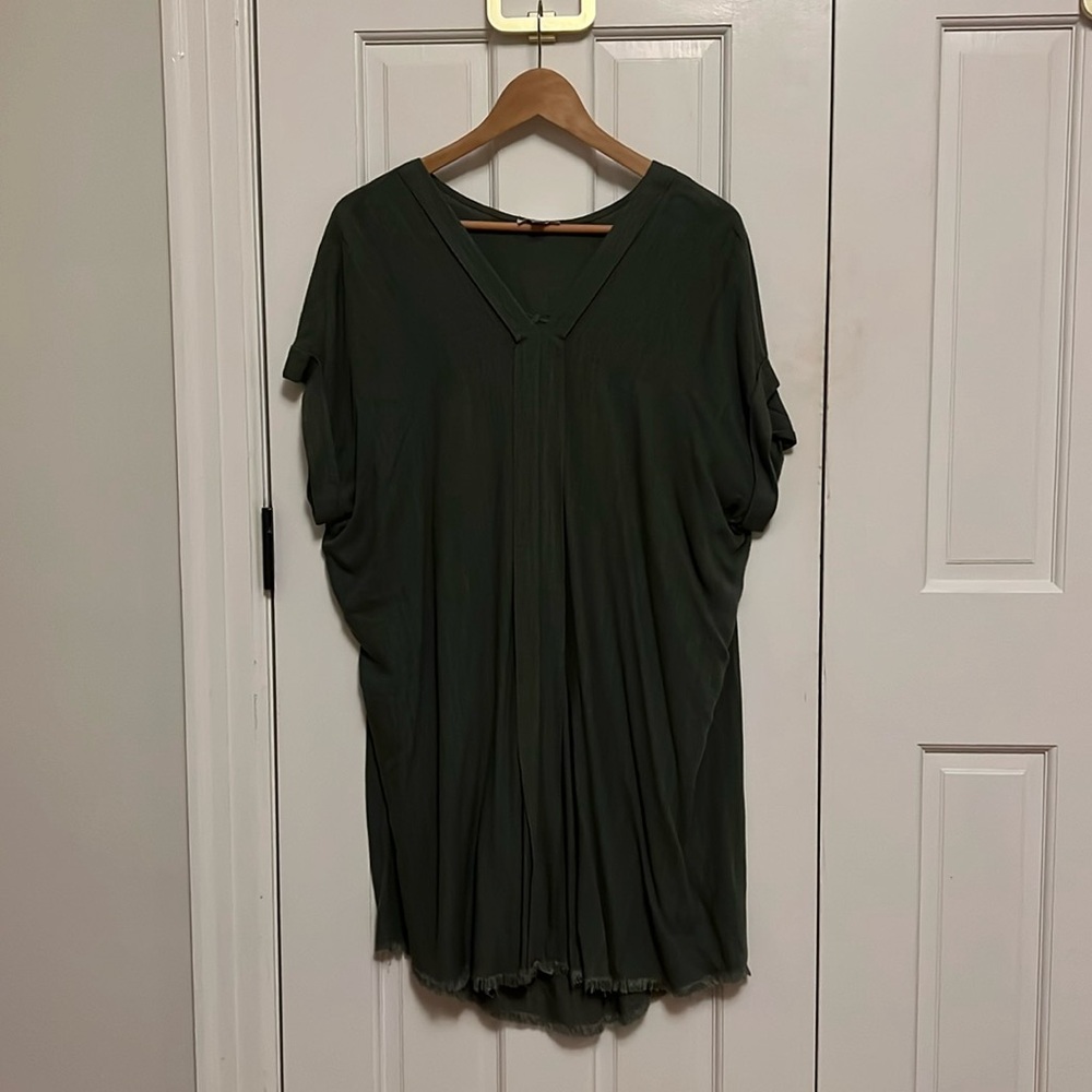 V neck linen shift dress